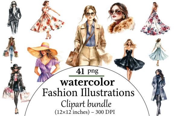Download Watercolor Fashion Illustrations - Watercolor Collection