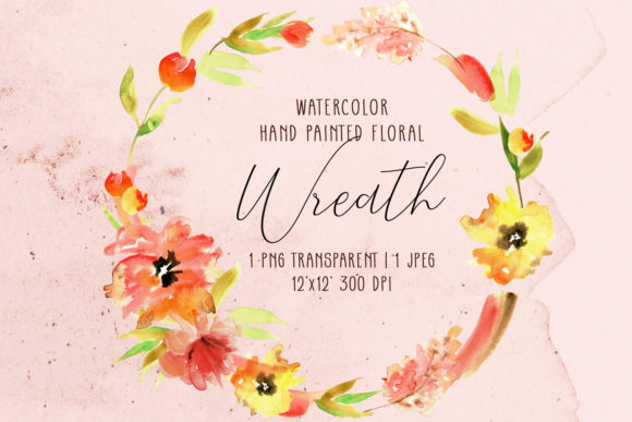 Download Watercolor Wreath with Orange Flowers - Watercolor Collection
