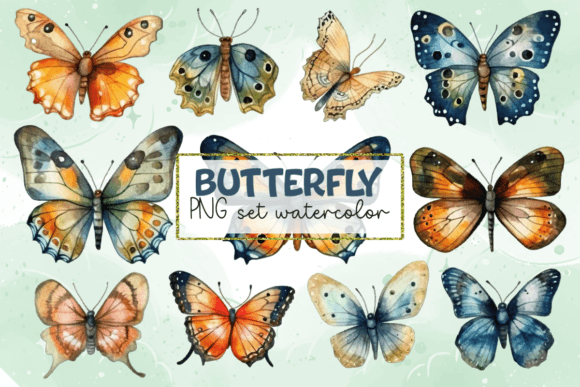 Download Watercolor Butterfly Set PNG - Watercolor Collection