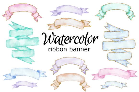 Download Watercolor Ribbon Banner Clipart - Watercolor Collection