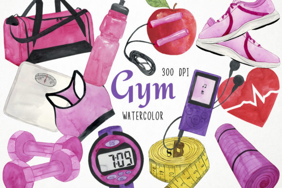 Download Watercolor Gym Clipart, Fitness Clipart - Watercolor Collection