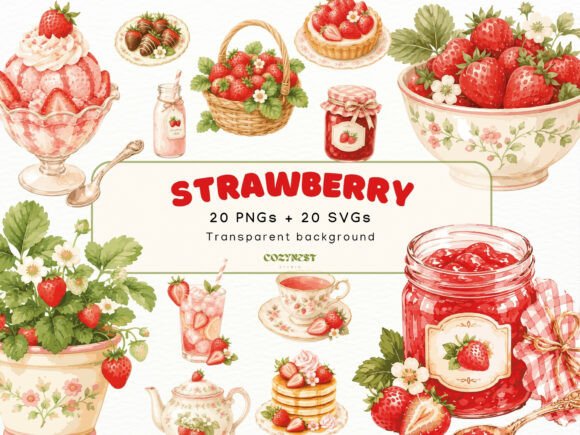 Download Strawberry Watercolor Cliparts, PNG SVG - Watercolor Collection
