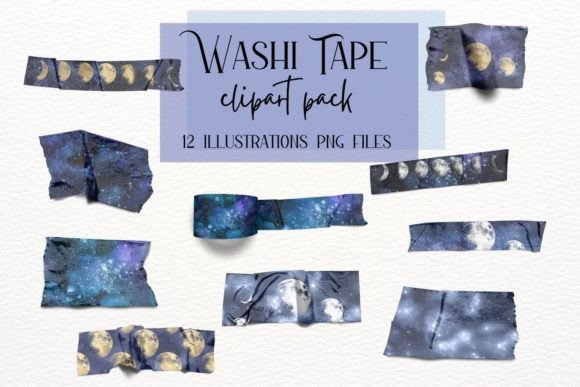 Download Moon Watercolor Washi Tapes Collection - Watercolor Collection