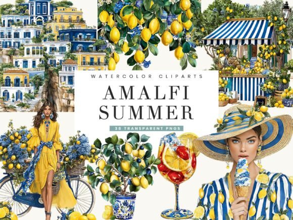 Download Watercolor Amalfi Summer Clipart - Watercolor Collection