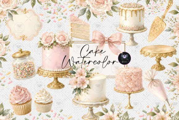 Download Elegant Pink Cake Watercolor Clipart - Watercolor Collection