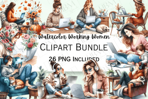 Download Watercolor Working Women Clipart - Watercolor Collection
