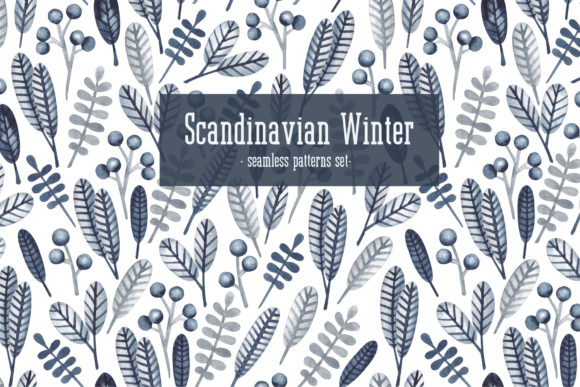Download Watercolor Patterns “Scandinavian Winter - Watercolor Collection
