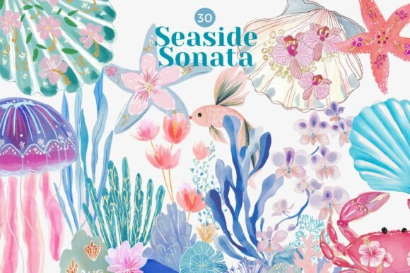 Download Coastal Watercolor Clipart Bundle - Watercolor Collection